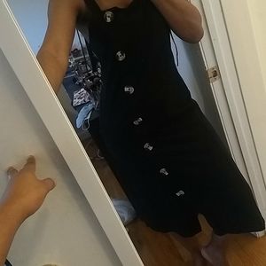 Midi length black dress